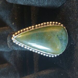 Dark moss agate ring, sz 9.75